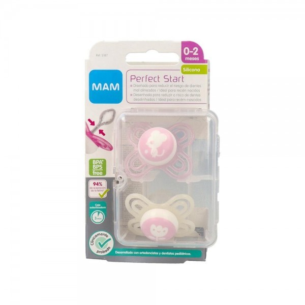 Chupete Mam Perfect Start Rosa 0-2M Pack Doble