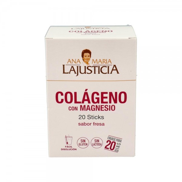 Colageno Magnesio Lajusticia Fresa 20 Sticks 5 G