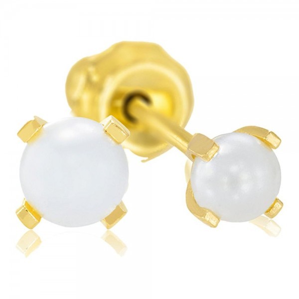 Pendiente Prim Inv 40C 24K-Solit Perl 4 Mm