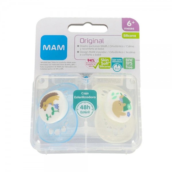 Chupete Mam Original Sili Fisio +6 M 2 Un Azul