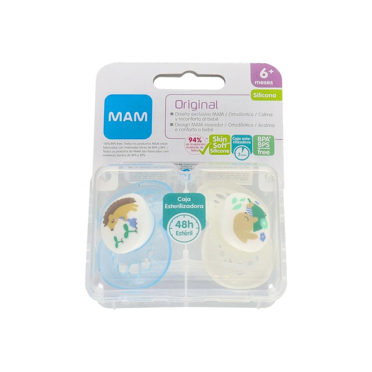Chupete Mam Original Sili Fisio +6 M 2 Un Azul