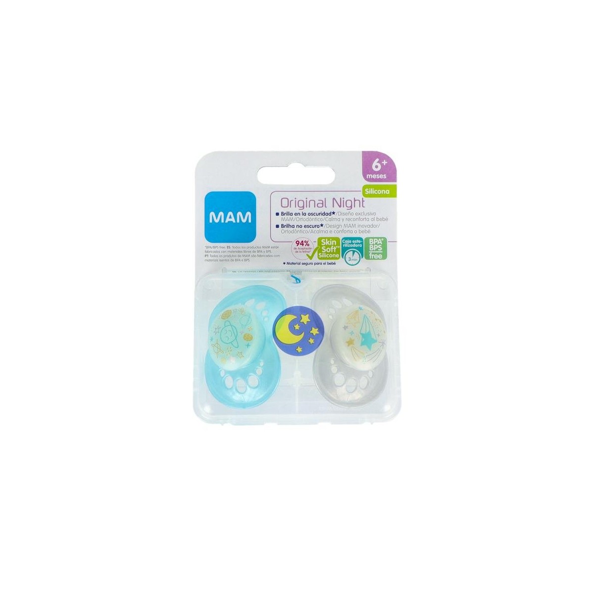Chupete Mam Original Night Sili Fisio +6 M 2 Un...