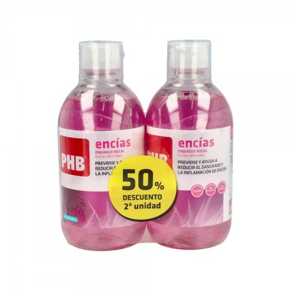 PHB Encías Enjuague Bucal 2×500 ml · Pack antigingival