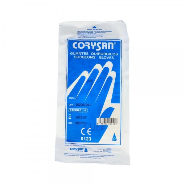Guantes Cirugia Corysan Latex Blanco S/Polvo Est T/7 2 Un