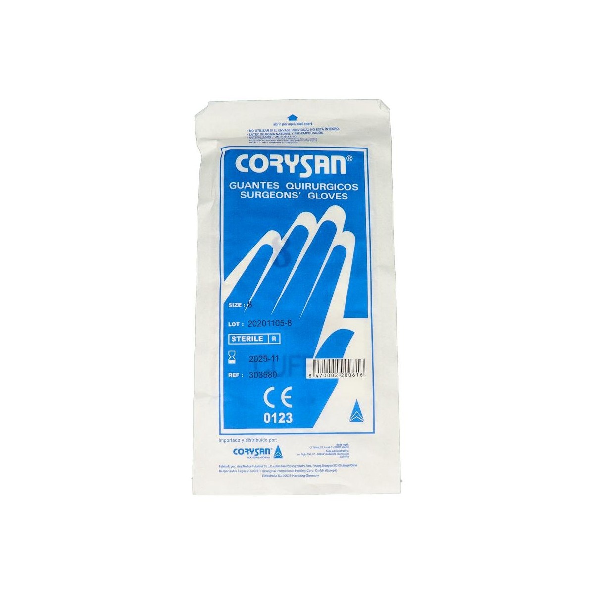 Guantes Cirugia Corysan Latex Blanco S/Polvo...