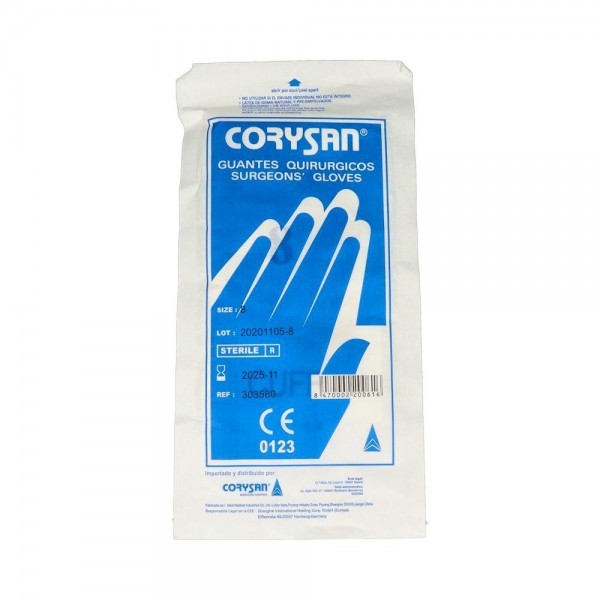 Guantes Cirugia Corysan Latex Blanco S/Polvo Est T/8 2 Un