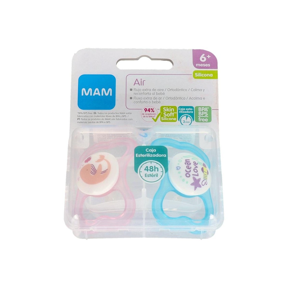 Chupete Mam Air Silic Fisio +6 M 2 Un Rosa