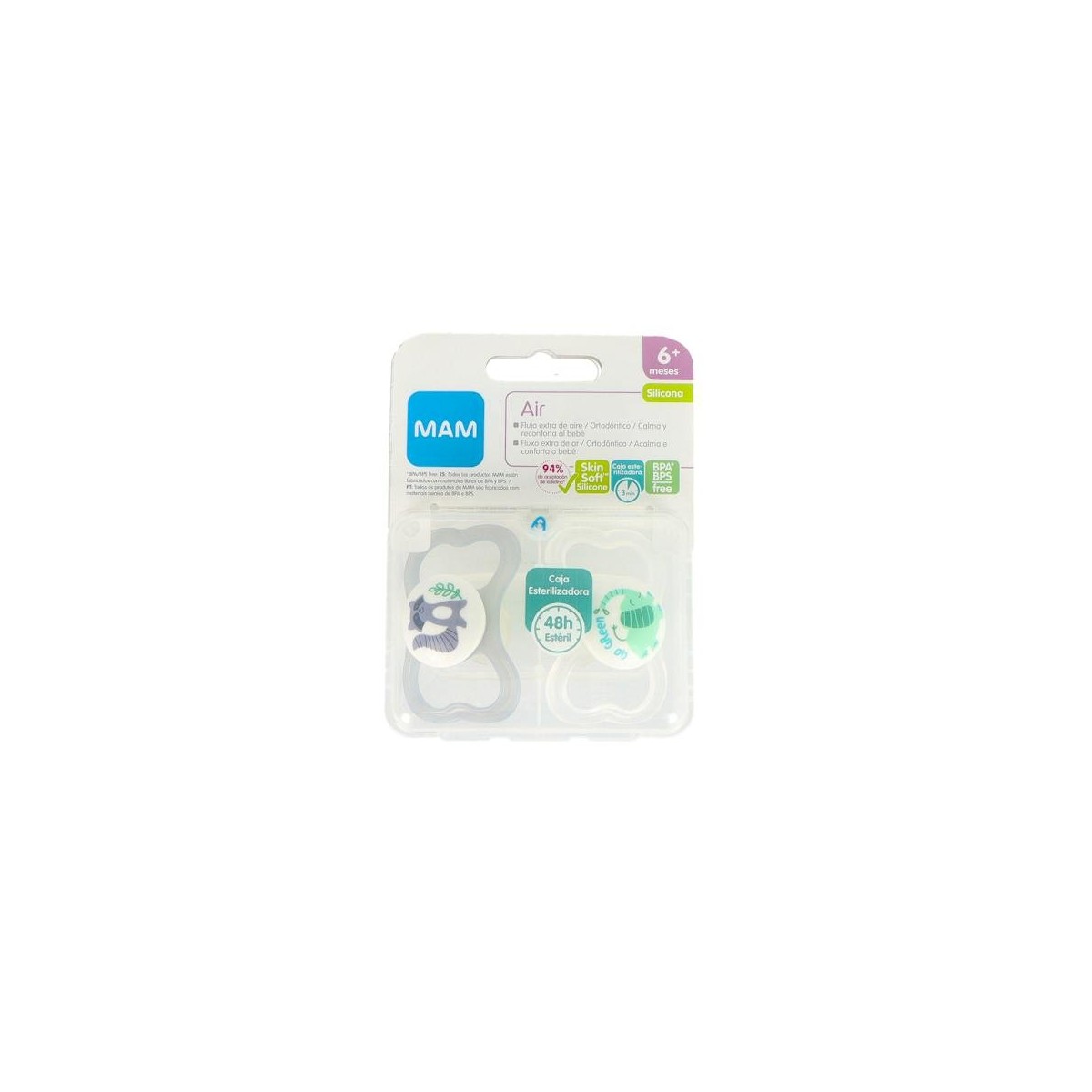 Chupete Mam Air Silic Fisio +6 M 2 Un Neutro