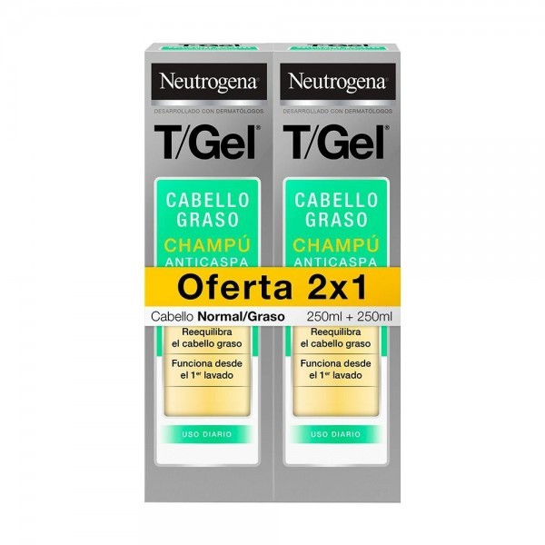 Neutrogena Champú T/Gel Anticaspa de Uso Diario, para Cabello Graso, 2 x 250 ml