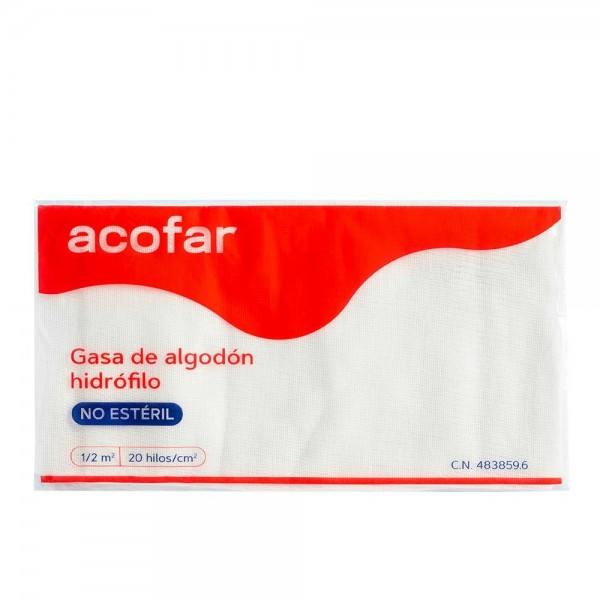 Acofar Gasa Algodón Hidrófilo No Estéril 1/2M2