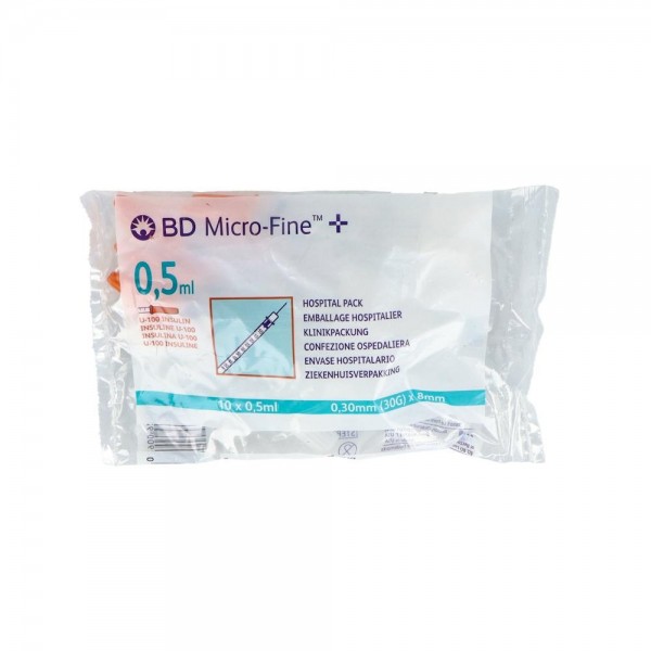 Jeringa Bd I 0,5/50Ui 0,30X8Mm 10U R320927