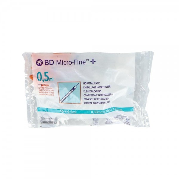 Jeringa Bd I 0,5/50Ui 0,30X8Mm 10U R320927