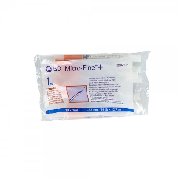 Jeringa Bd I 1/100Ui 0,33X12,7 10U R324827 Cap. Naranja