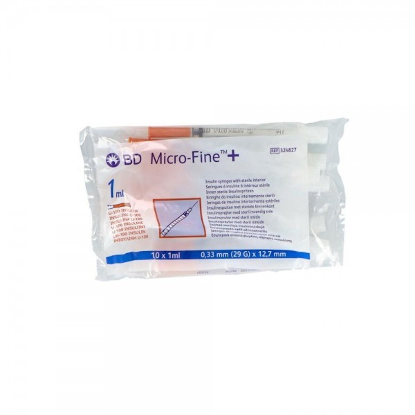 Jeringa Bd I 1/100Ui 0,33X12,7 10U R324827 Cap. Naranja