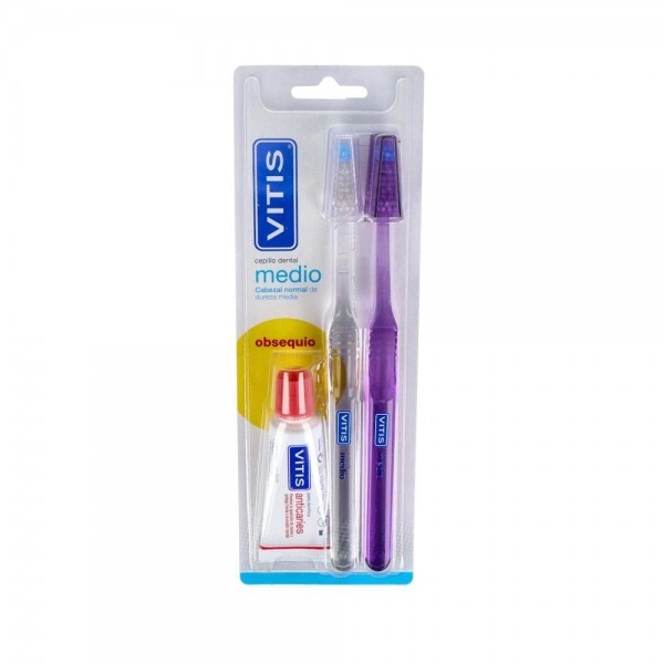 Cepillo Dental Vitis Duplo Medio 2 U