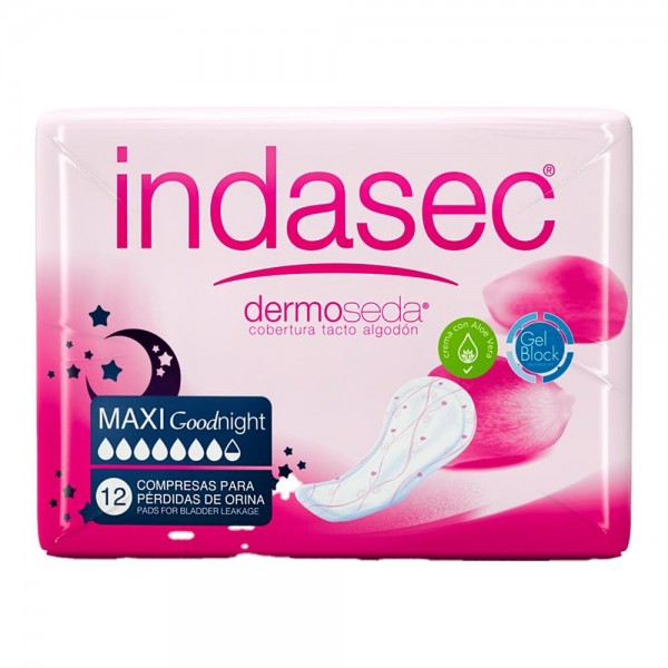 Indasec Dermoseda Maxi Good Night Bolsa 12 Compresas
